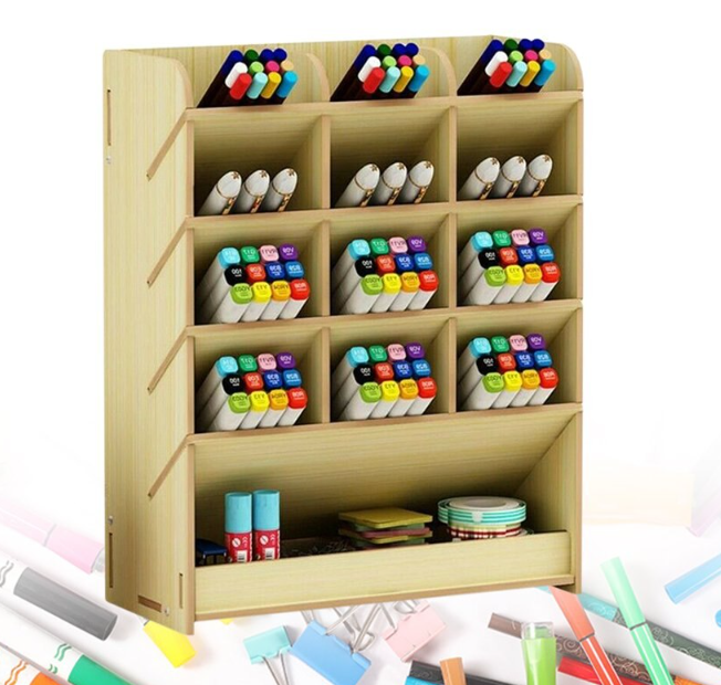 Wooden organizer for stationery