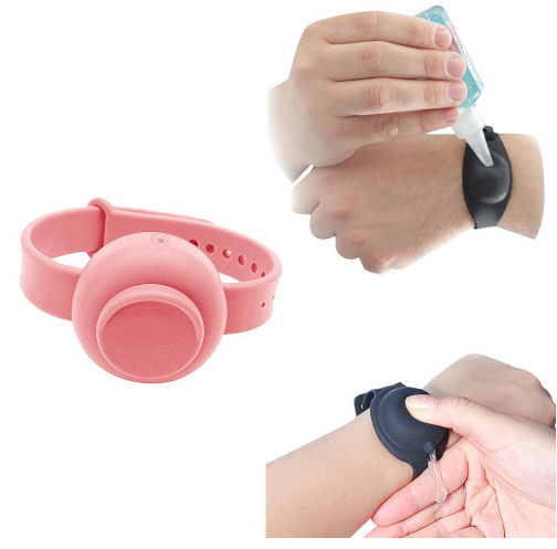 Silicone wristband for antiseptic/liquid soap