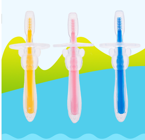 Children's silicone toothbrush for first teeth with stopper (1 pc.)