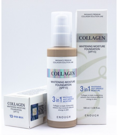 Face foundation with collagen 3 In 1 for radiant skin ENOUGH SPF 15+, 100 ML