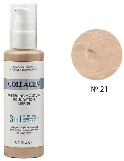 Face foundation with collagen 3 In 1 for radiant skin ENOUGH SPF 15+, 100 ML