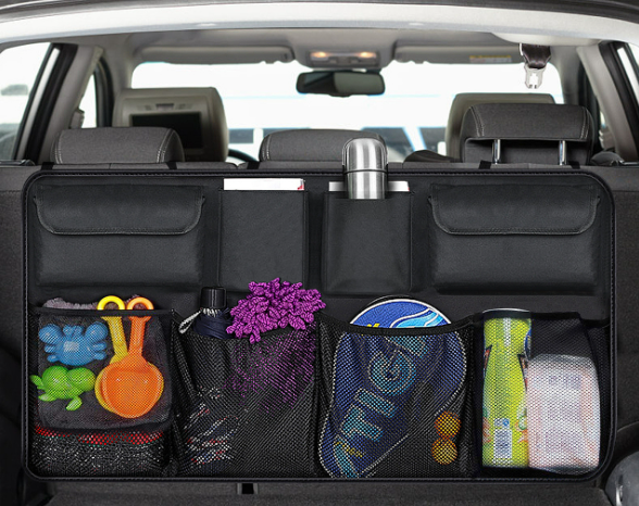 Organizer in the trunk on the backrest of the rear seat