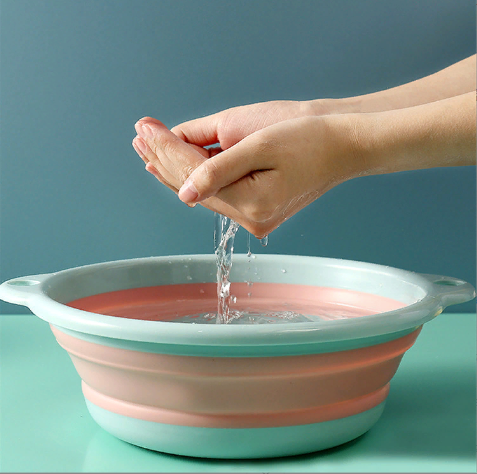 Folding silicone basin, pink