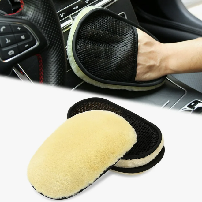 Mittens for washing AUTO made of artificial fur