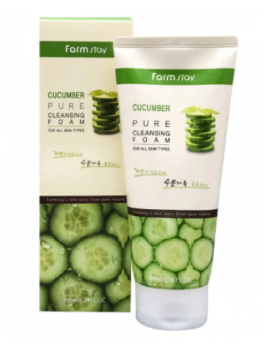 Moisturizing washing foam with cucumber FARMSTAY, 180 ML