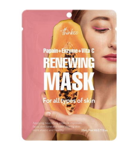 Tissue face mask with papaya extract, enzyme and vitamin C for glowing skin Thinkco, 23 ml