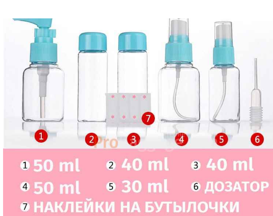 Travel bottle set 5pcs.