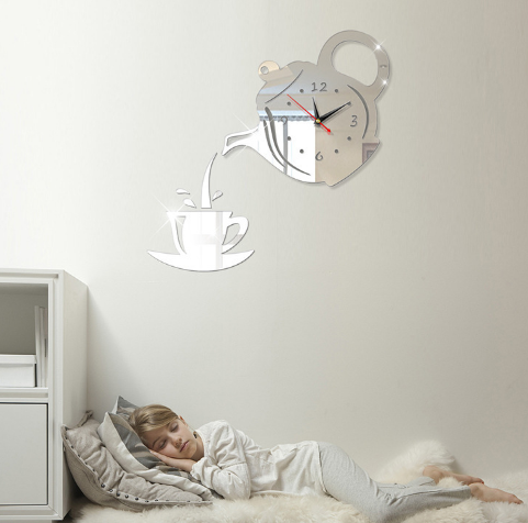 Acrylic mirrored clock for kitchen ТTea PartyУ