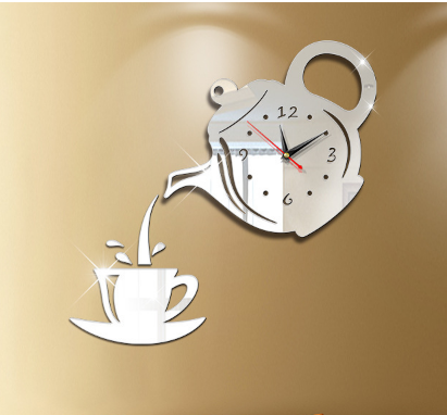 Acrylic mirrored clock for kitchen ТTea PartyУ