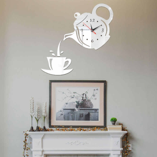 Acrylic mirrored clock for kitchen ТTea PartyУ