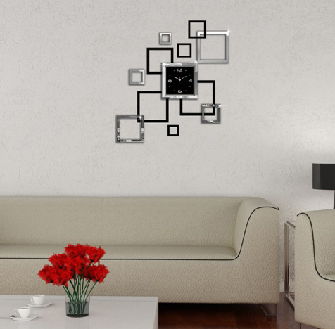 Acrylic mirror wall clock ТSquaresУ