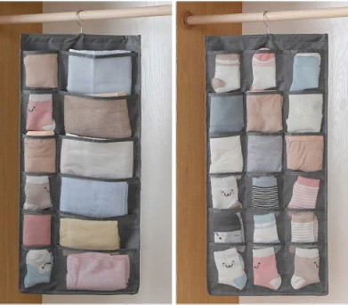 Double-sided linen storage organizer, 30 pockets