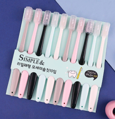 Set of eco toothbrushes with caps Simple (10 pcs.)