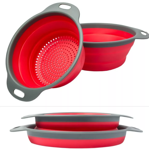 Collapsible silicone colander, large