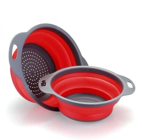 Collapsible silicone colander, large