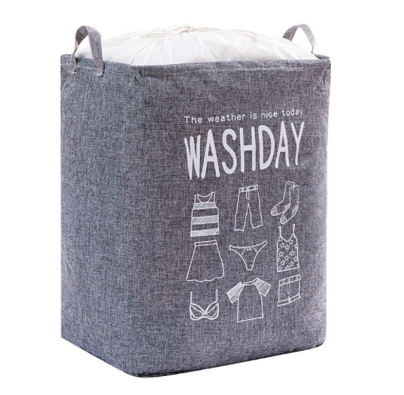 Washday basket with ties gray