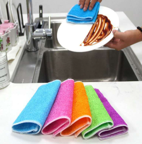 Double-layer bamboo dishwashing cloth (1 piece), 22*18 cm