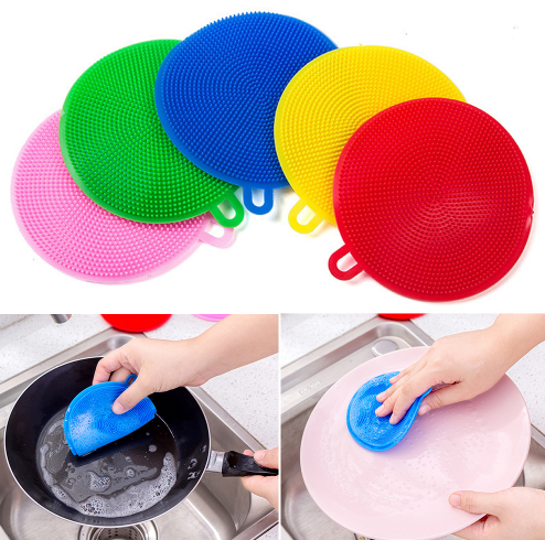 Dense silicone dishwashing sponge