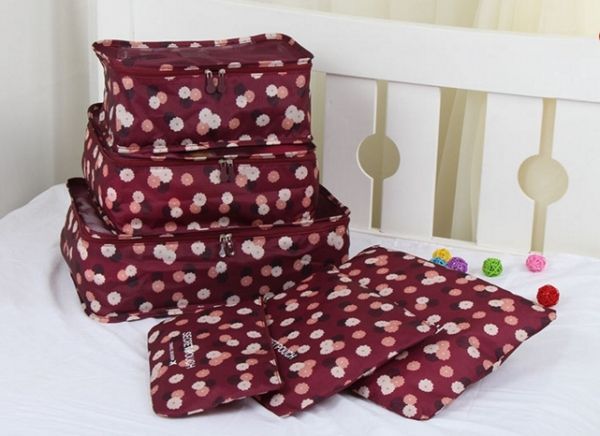 Travel Set 6 pcs Bordeaux Flowers