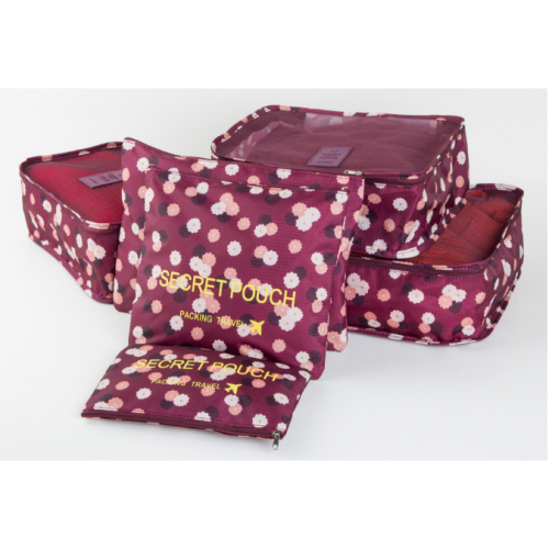 Travel Set 6 pcs Bordeaux Flowers