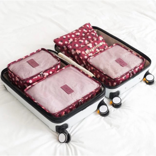 Travel Set 6 pcs Bordeaux Flowers