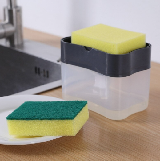 Detergent dispenser with sponge