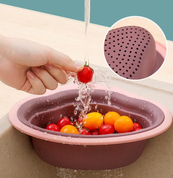 Corner silicone suction cup colander