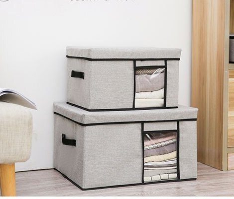 Folding storage box with removable lid