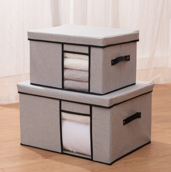 Folding storage box with removable lid