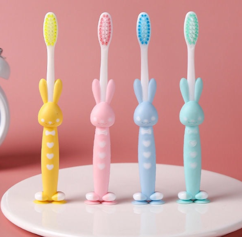 Set of children's toothbrushes HAPPY BEAR (4 pcs.), 4-10 years old