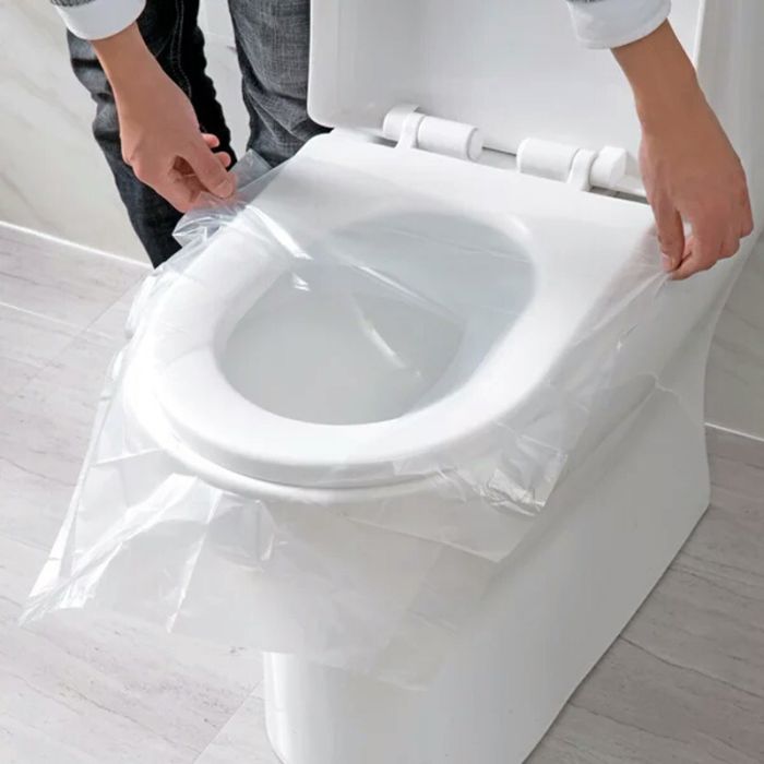 Disposable toilet seat cover (1 pc.), polyethylene, transparent, individually packaged