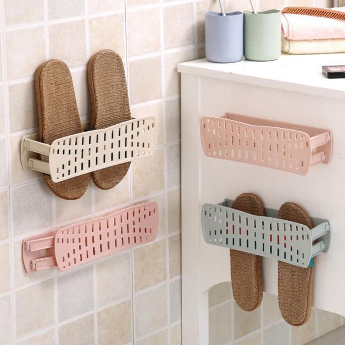 Folding wall slipper holder