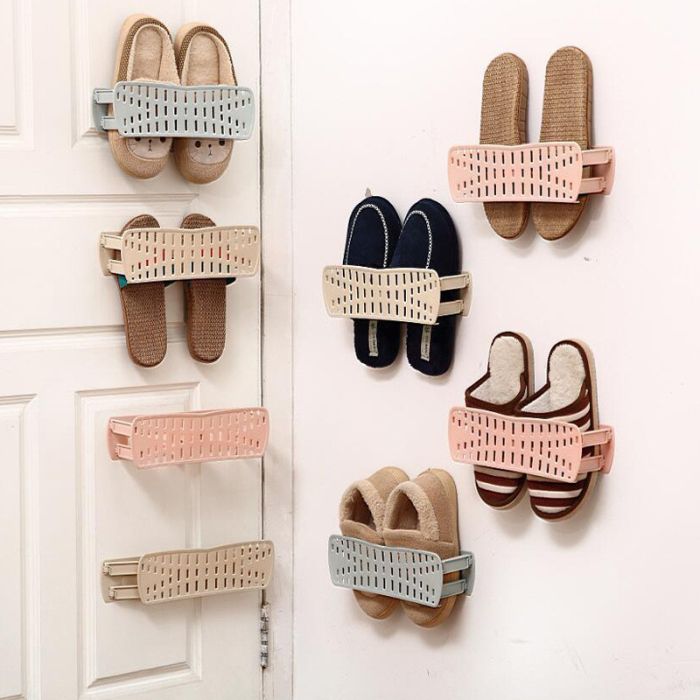 Folding wall slipper holder