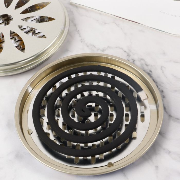 Mosquito coil holder with holes in the lid