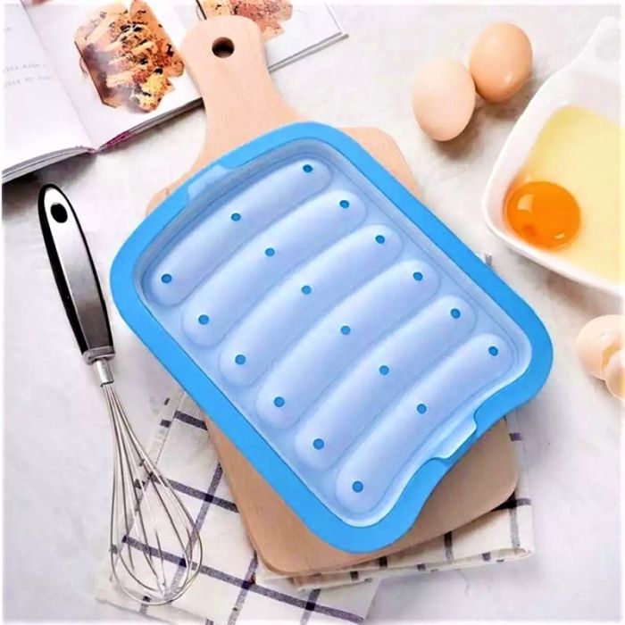 Silicone sausage mold, with lid, 6 cells, for baking in the oven and steaming