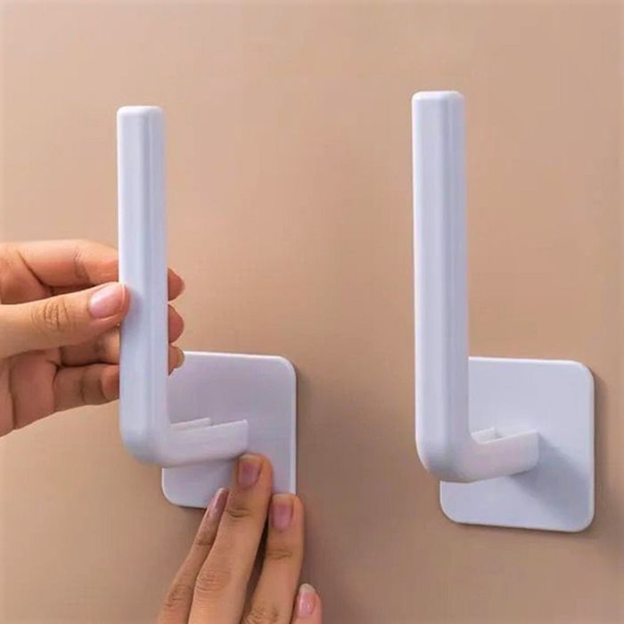 Multi-purpose wall rack L-shaped, self-adhesive, plastic