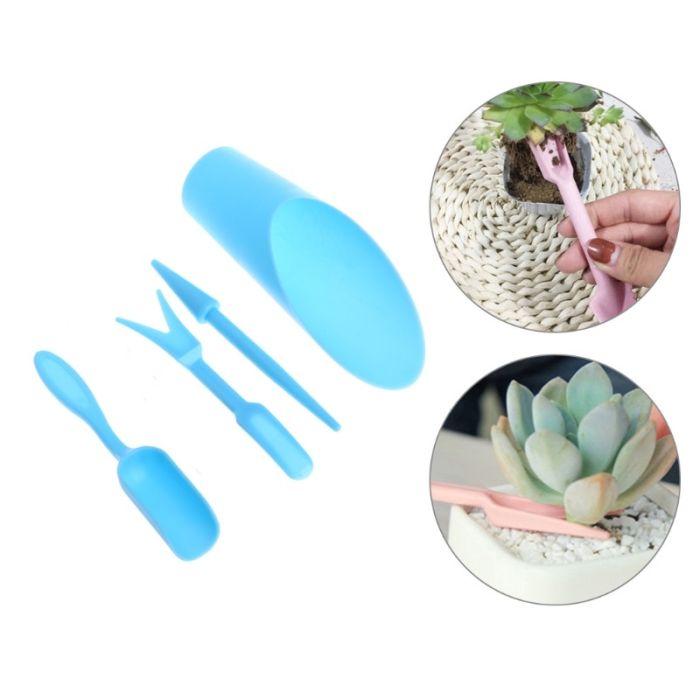 Set for planting plants (4 items) plastic: cup, trowel, ripper, bayonet