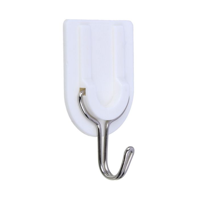 Set of self-adhesive hooks 6 pcs., color white, plastic + stainless steel