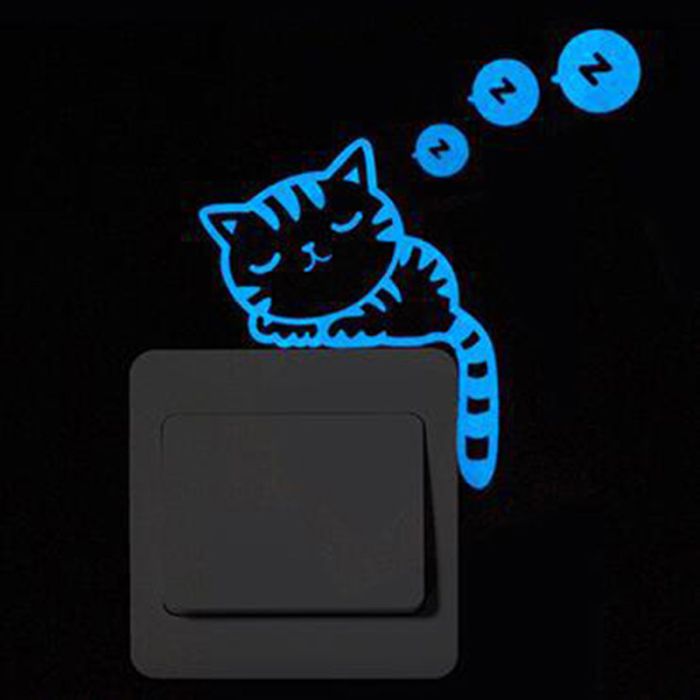 Self-adhesive light-accumulating sticker on the switch in assortment