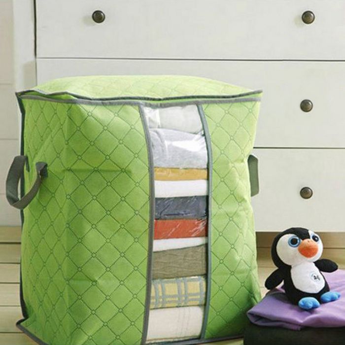 Organizer for storing bed linen, blankets and pillows with zippered cover