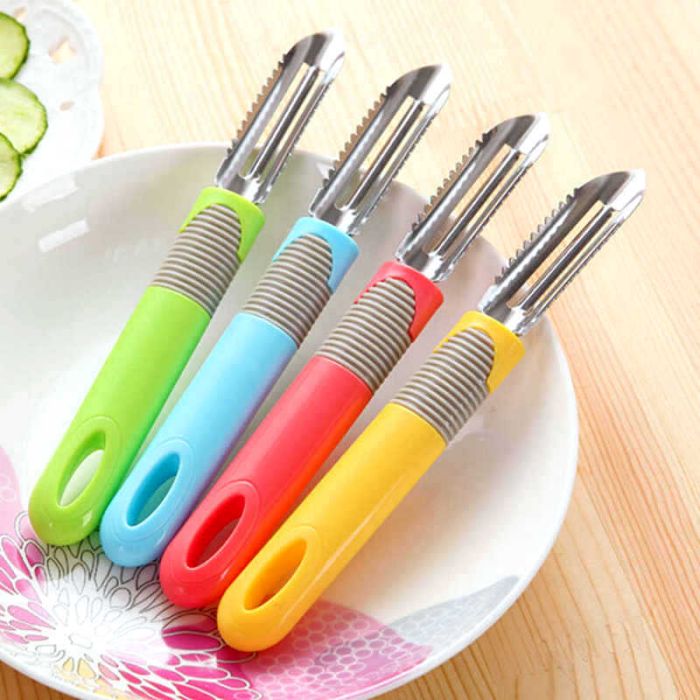 Stainless steel multifunctional vegetable peeler with plastic handle