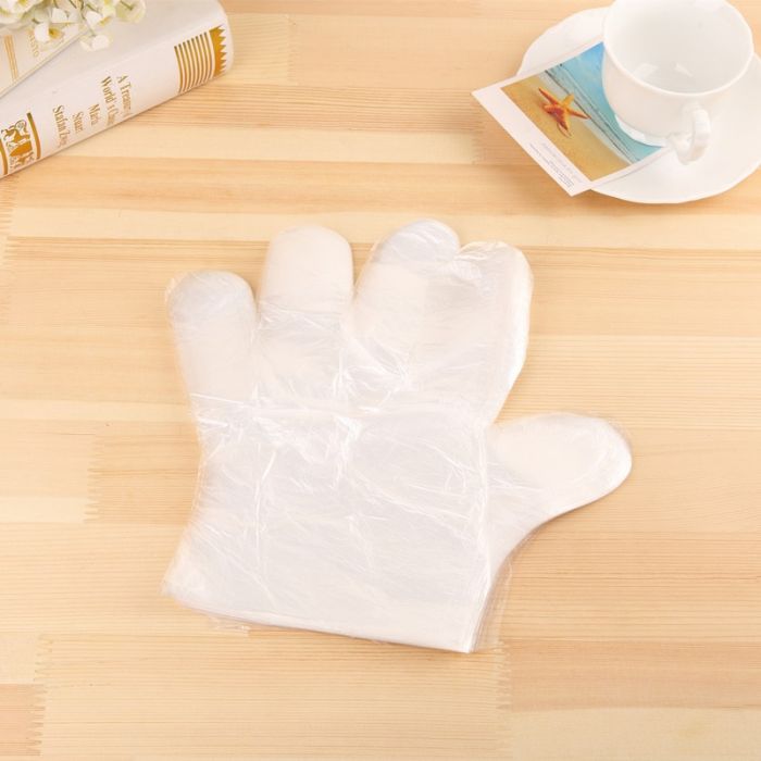 Disposable gloves 100 pcs., polyethylene, textured, transparent