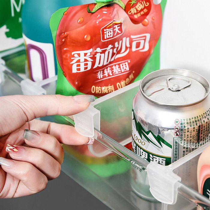 Partition for refrigerator shelves 1 piece, with clip, plastic, transparent