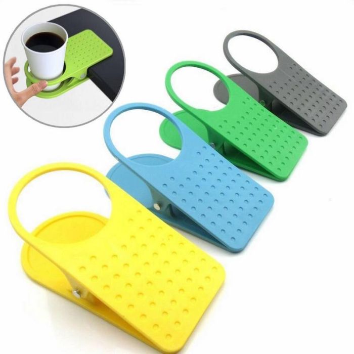 Clip-on plastic cup holder (colors in assortment)