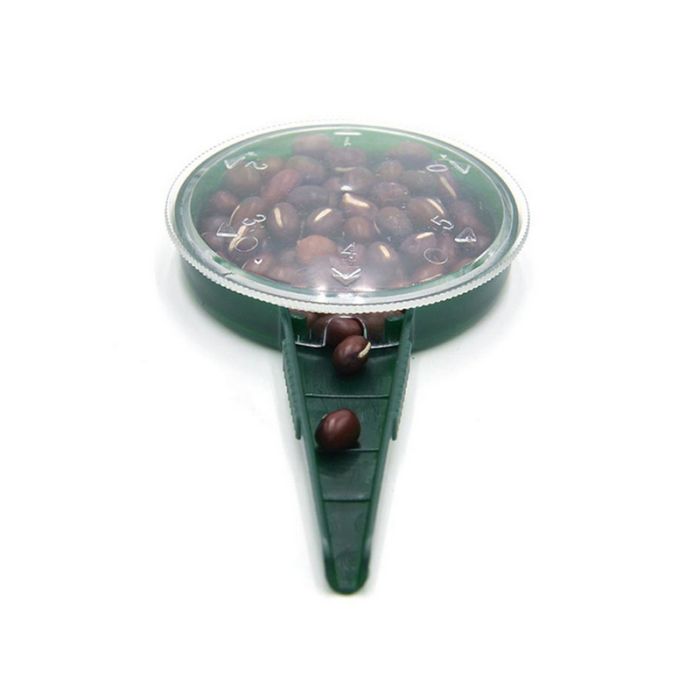 Handheld seed sower, container with lid with 5 holes of different sizes, plastic