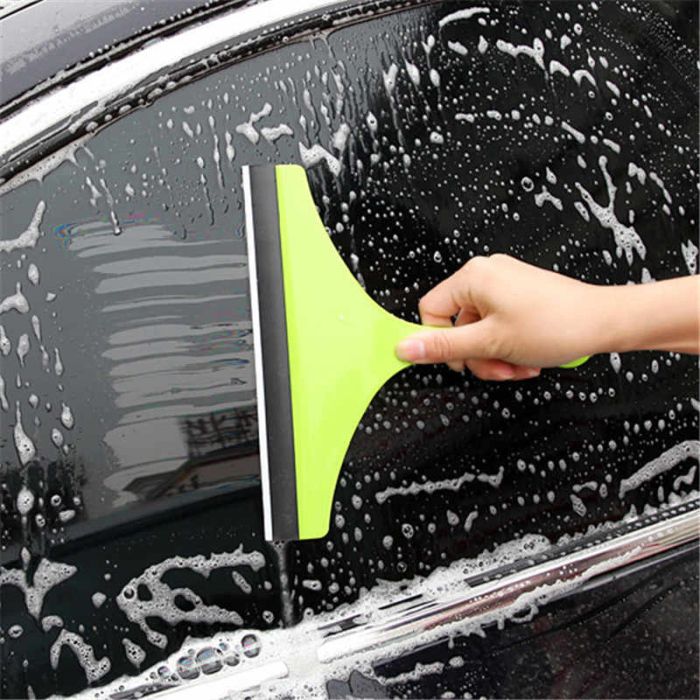 Window cleaner rubber scraper with plastic handle for window cleaning