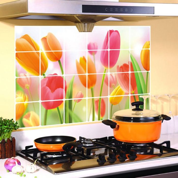 Heat-resistant foil kitchen sticker in assorted colors