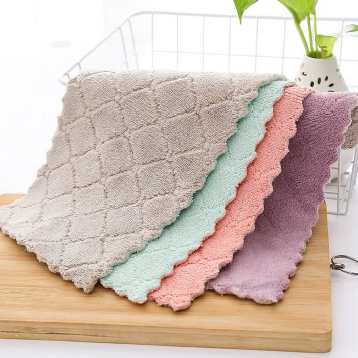 Double-sided, rectangular, microfiber kitchen cloth