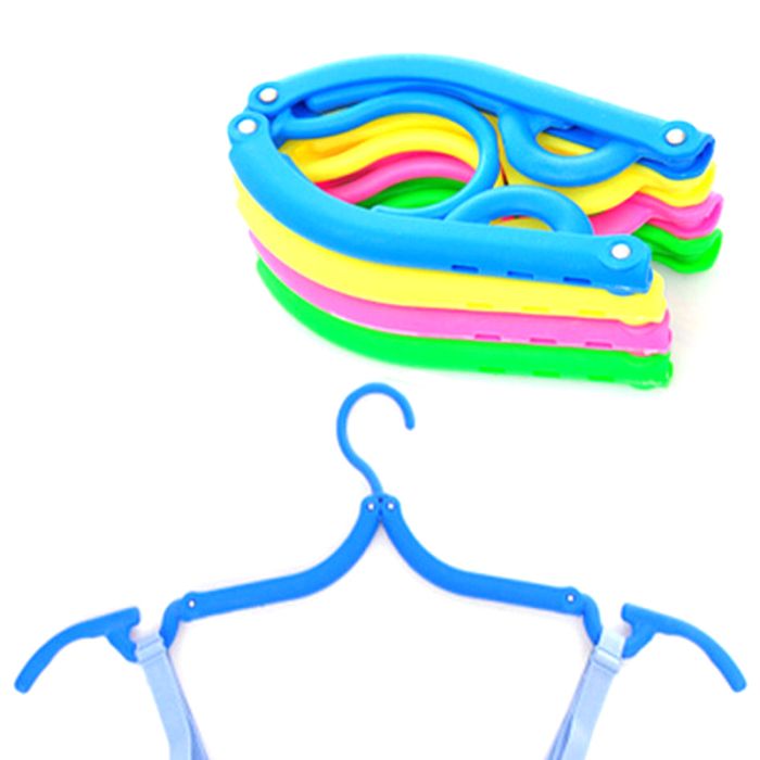 Folding plastic hangers for clothes