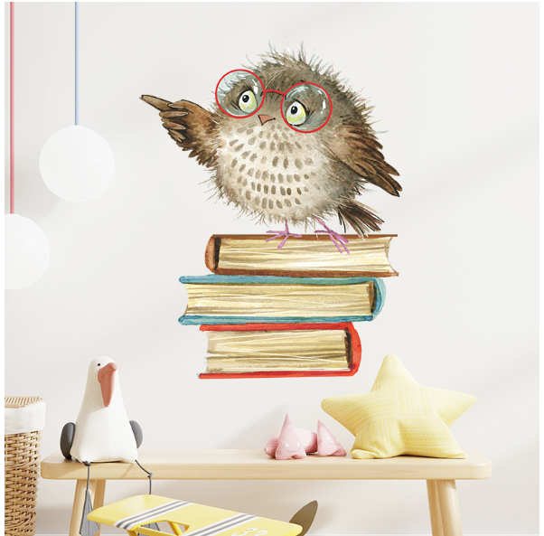 Interior vinyl sticker ТBaby owl on booksУ